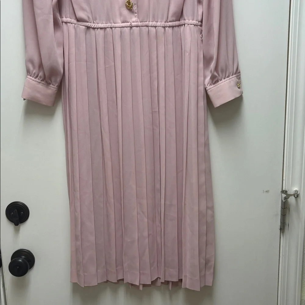 Leslie Fay Petite Pink Blush Long Sleeve Dress Size 10 - Picture 6 of 7